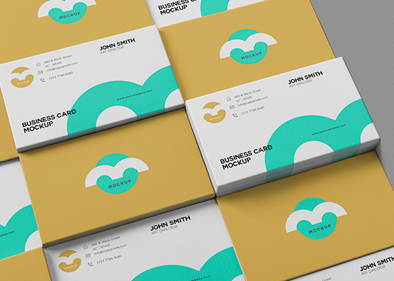 Colorful Grid Business Card Mockup Template
