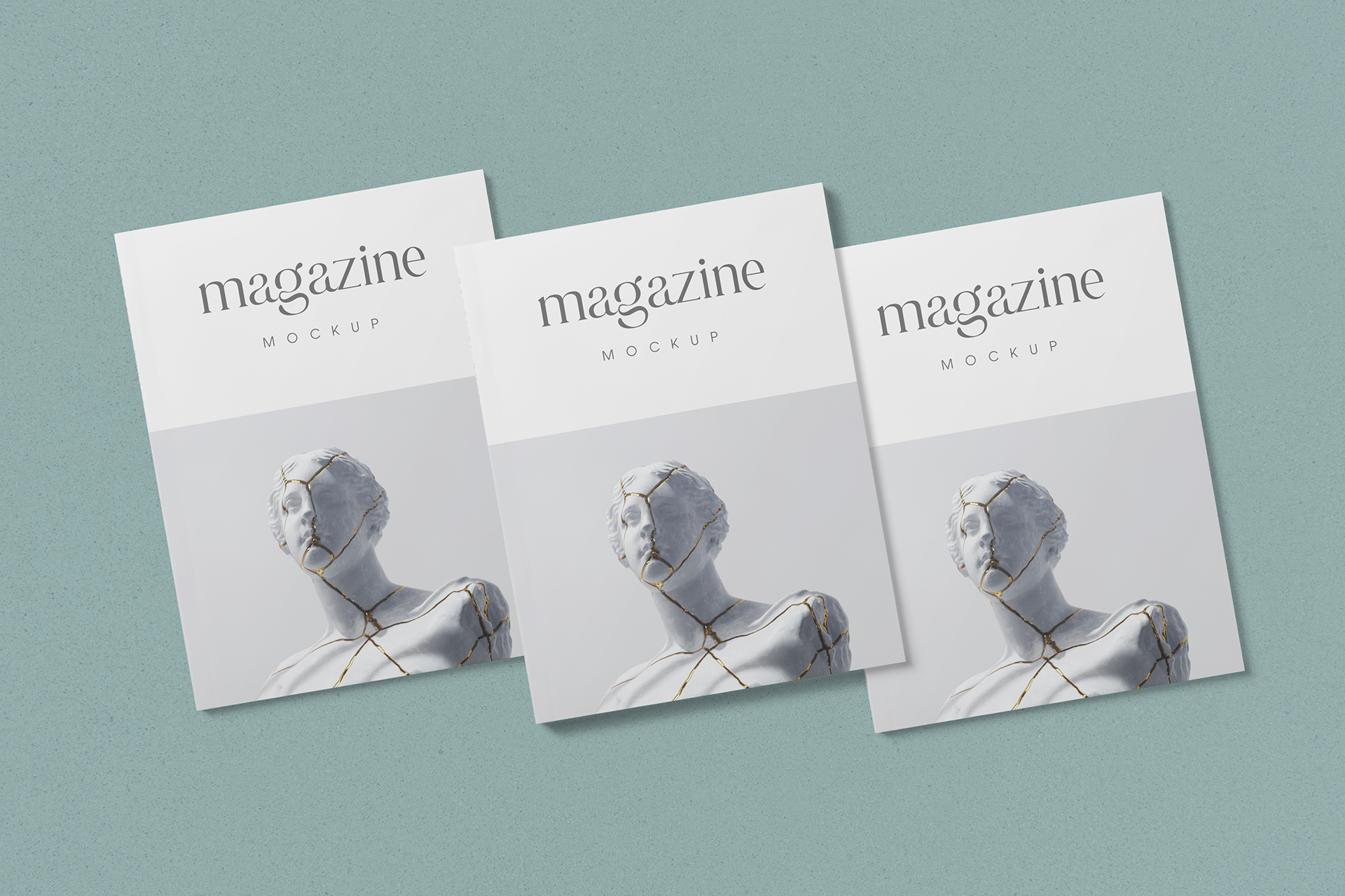 Front Cover Magazine Mockup Trio Layout