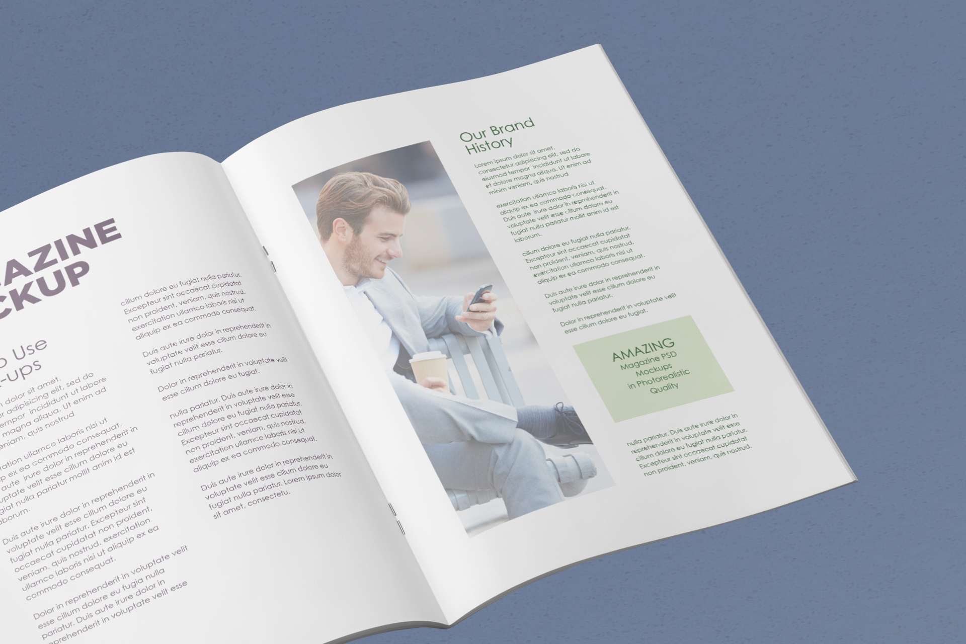 clean magazine layout mockup