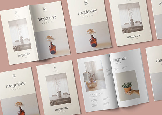 Editorial Magazine Mockup with Soft Layout