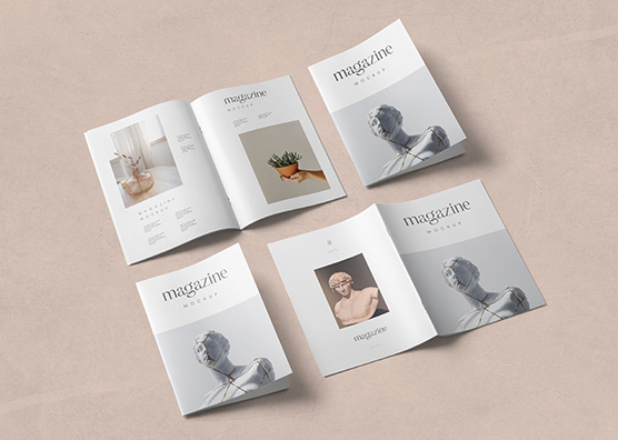 Flat Lay Magazine Mockup Set