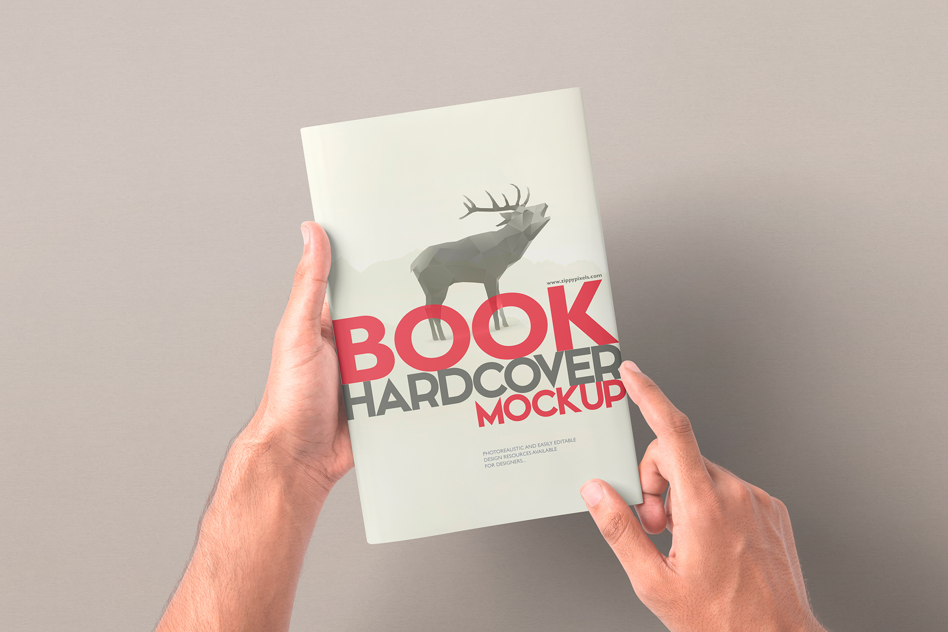 Hand-Held Hardcover Book Mockup PSD