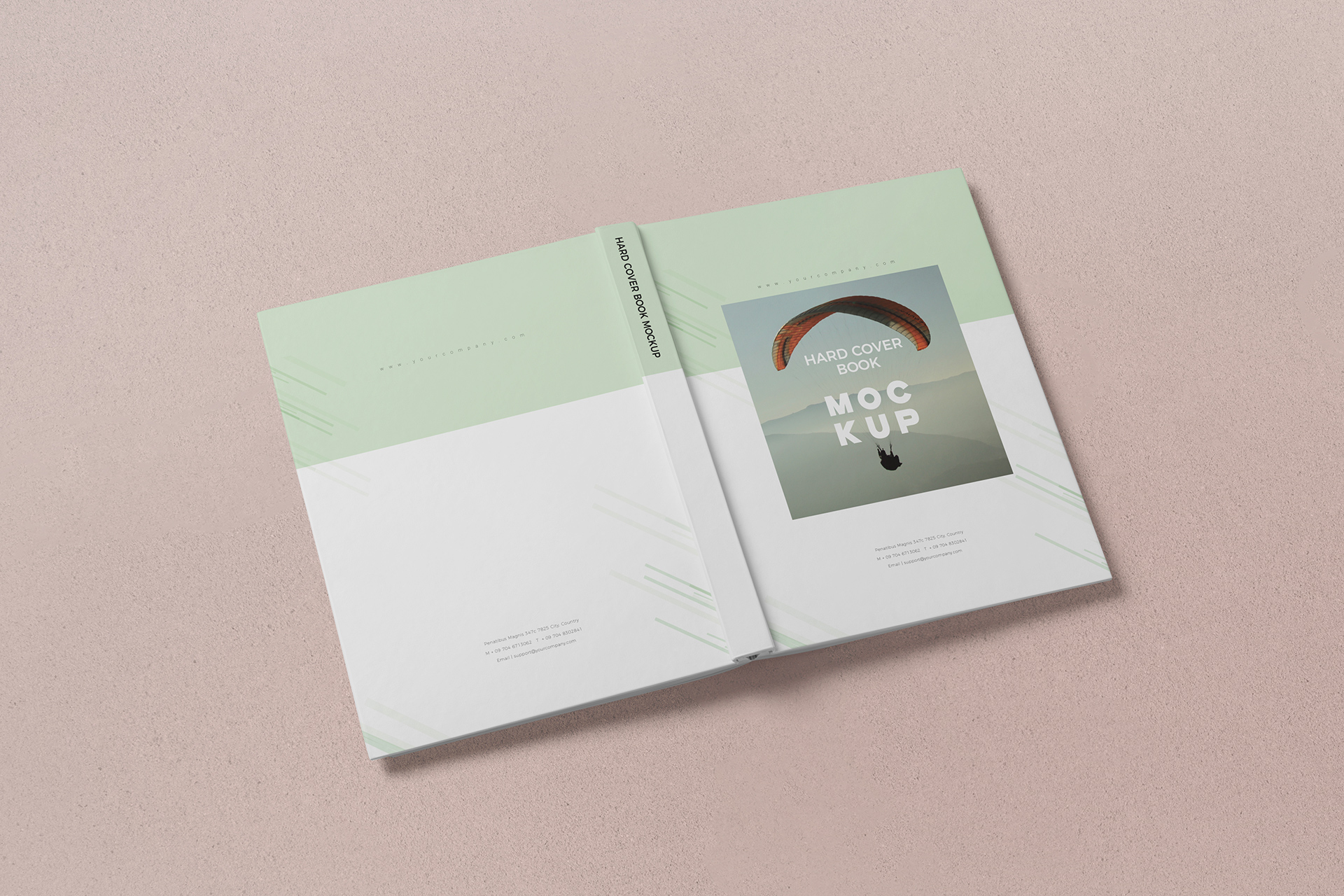 Open Flat Hardcover Book Mockup