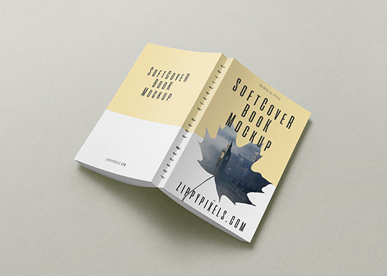 Softcover Book Mockup with Front and Spine View