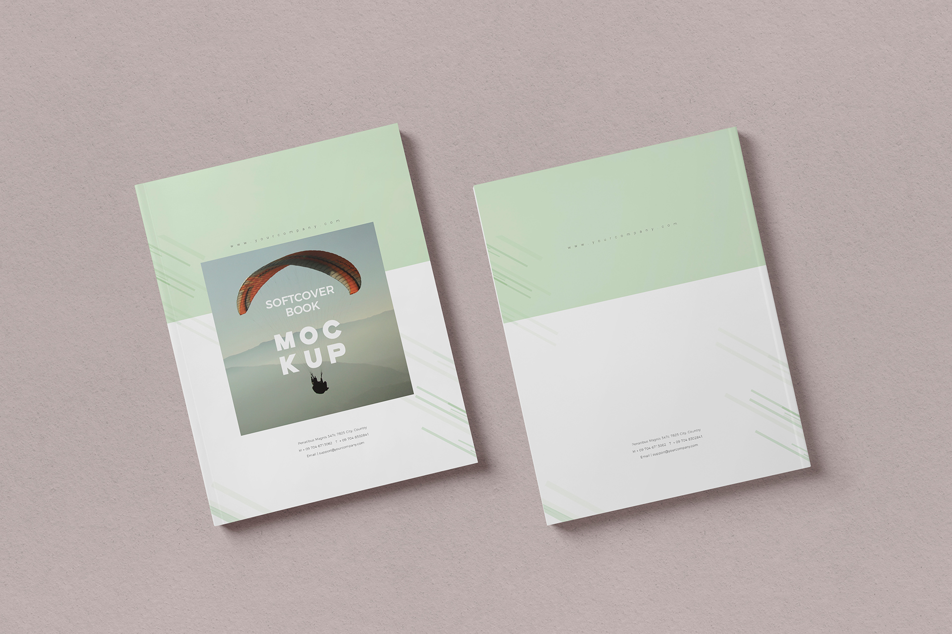 Front and Back Flat Softcover Book Mockup