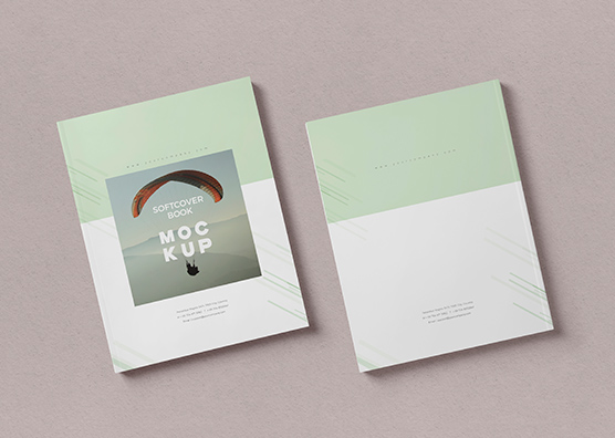 Front and Back Flat Softcover Book Mockup
