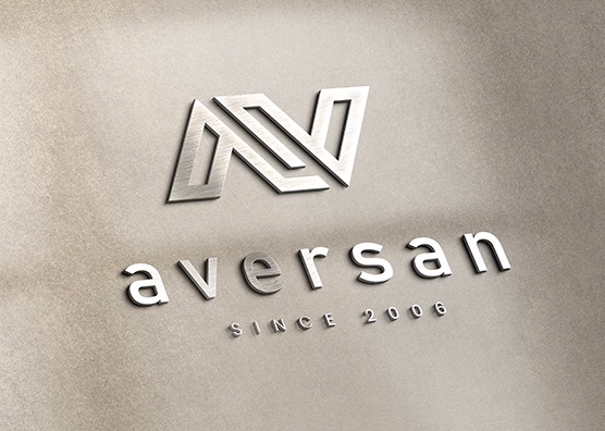 3D Brushed Metal Logo Mockup on Wall Surface